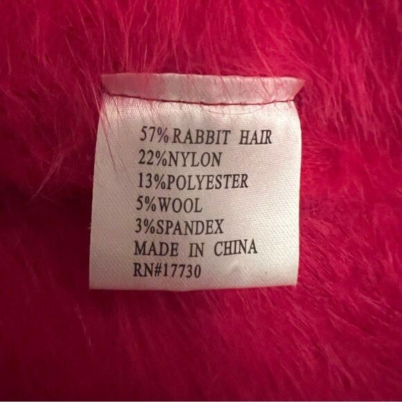 Women's Hot Pink Rabbit Hair and Wool Blend Hat - Picture 2 of 4